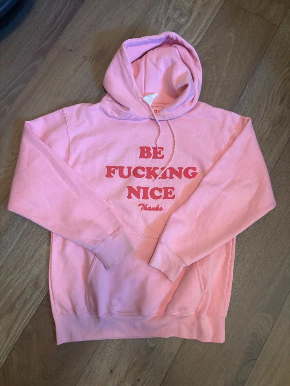 Departure "Be Nice Thanks" Pink Oversized Baggy Graphic Hoodie Size Medium